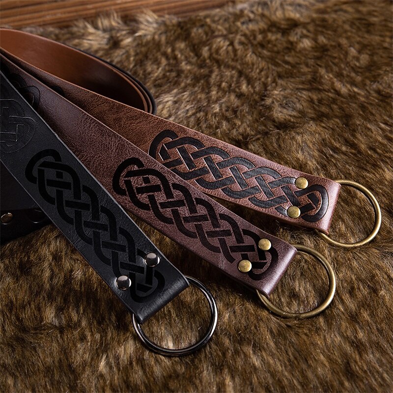 Men's Belt Waist Belt Black Brown PU Alloy Retro Durable Adjustable Plain Daily Stage3