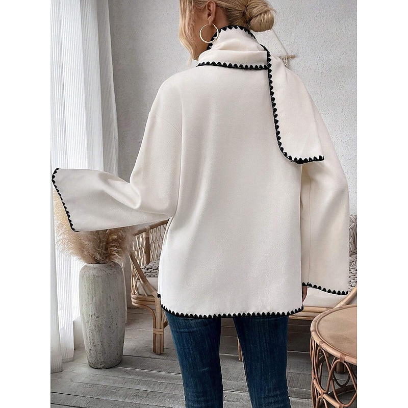 Women's Blouse Stylish Modern Long Sleeve Regular Tops Work Daily White Spring Fall Winter2