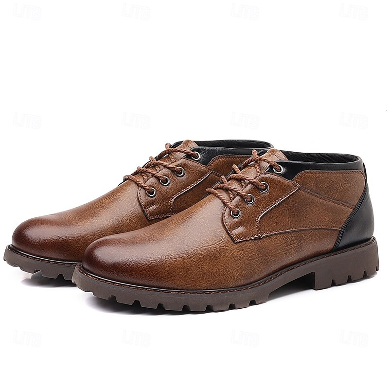 Men's Brown Leather Ankle Boots with Rugged Sole and Handcrafted Stitching - Perfect for Outdoor Adventures and Casual Wear3