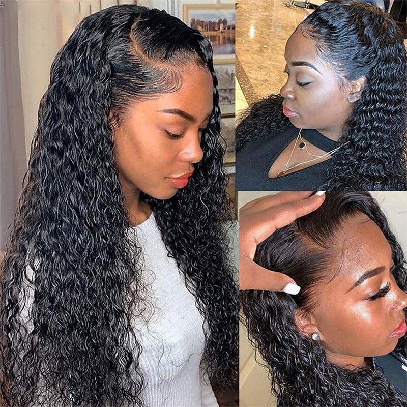 Remy Human Hair 4x4 Lace Front Wig Side Part Middle Part Free Part Brazilian Hair Natural Wave Deep Wave Natural Wig 130% 150% 180% Density with Baby Hair Highlighted / Balayage Hair Natural Hairline4