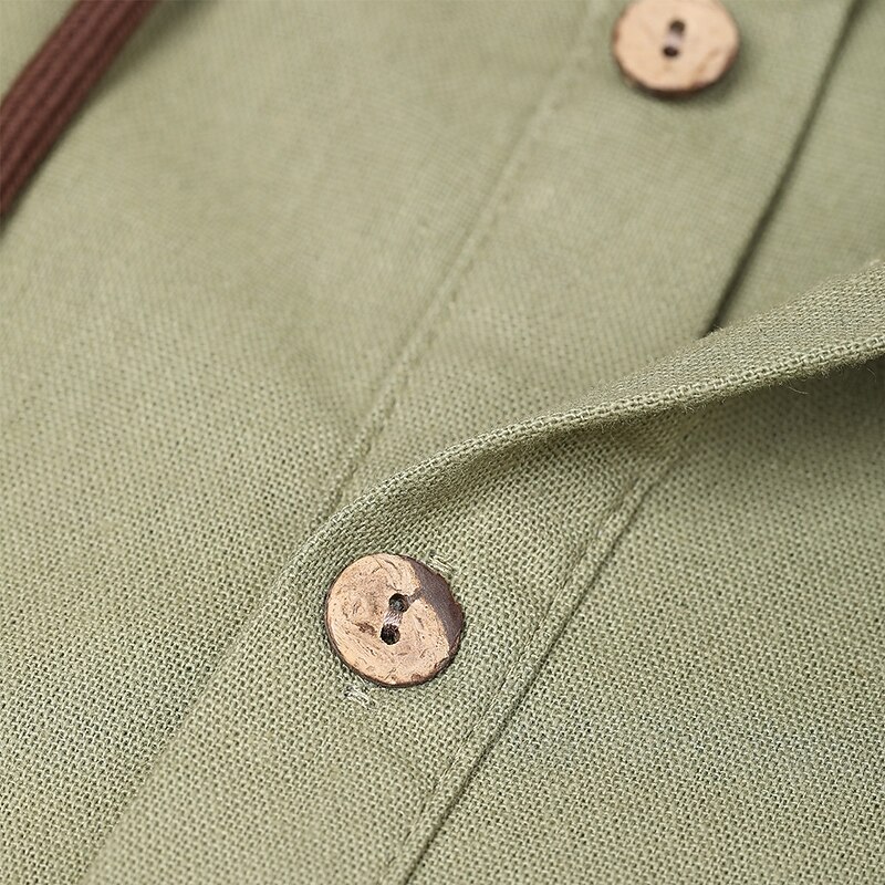 Men's Shirt Linen Shirt Summer Shirt Beach Wear Plain Vacation Curise White Blue Brown Green Long Sleeve Hooded Spring & Summer Clothing Apparel3