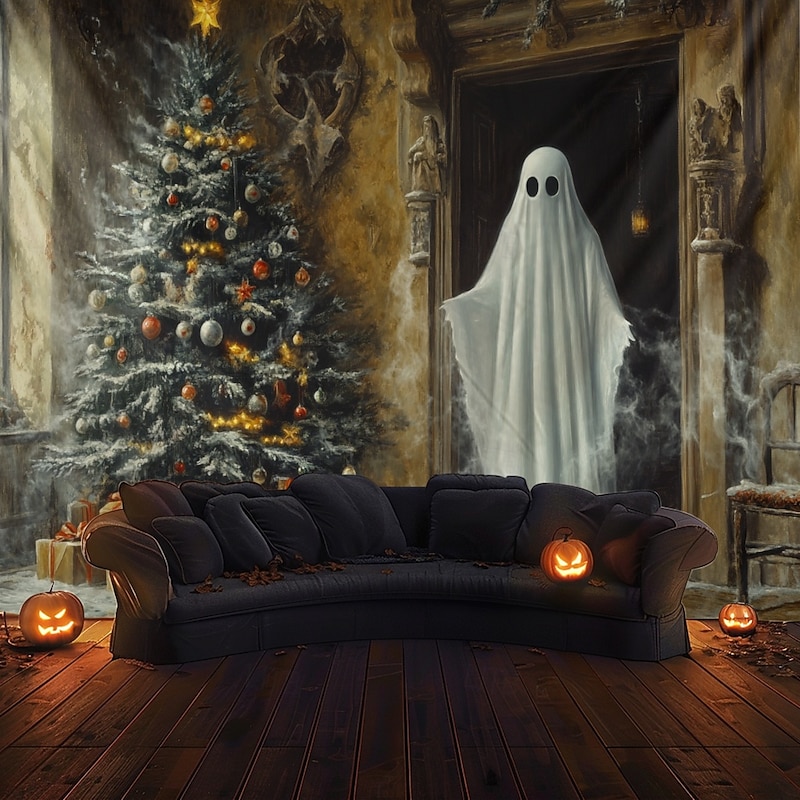 Halloween Decorations Hanging Tapestry Witches Castle Wall Art Large Tapestry Mural Decor Photograph Backdrop Blanket Curtain Home Bedroom Living Room Decoration 11