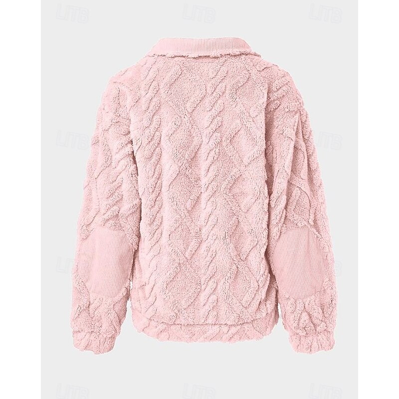 Women's Sweatshirt Elegant Fashion Comfrt Fleece Plain Work Dailywear Casual Hoodie Zipper Loose Fit Long Sleeve Pink Purple Khaki Light Grey Fall Winter4
