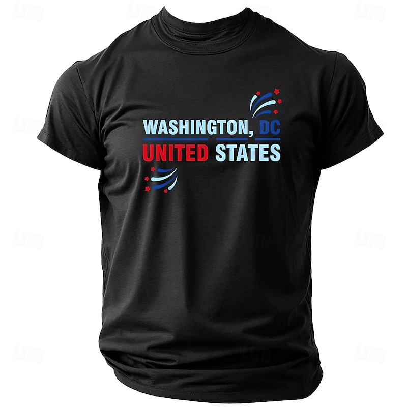 Men's City Letter Printed T Shirt Tee Top 100% Cotton Short Sleeve Graphic Shirt Black Wine Dark Blue Comfortable Tee Street Sports Outdoor Fashion Designer Clothing