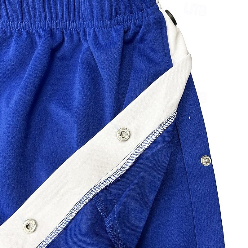 Men's Sweatpants Joggers Tear Away Pants Trousers Straight Leg Sweatpants Drawstring Elastic Waist Side Button Plain Comfort Breathable Full Length Outdoor Daily Going out Fashion Casual Black Blue4