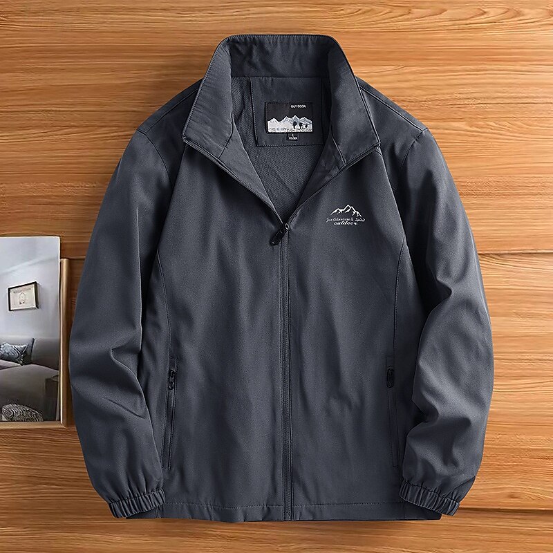 Men's Softshell Jacket Hiking Jacket Outdoor Windproof Water Resistant Windbreaker Jacket Traveling Black Dark Green Khaki Dark Blue Grey2