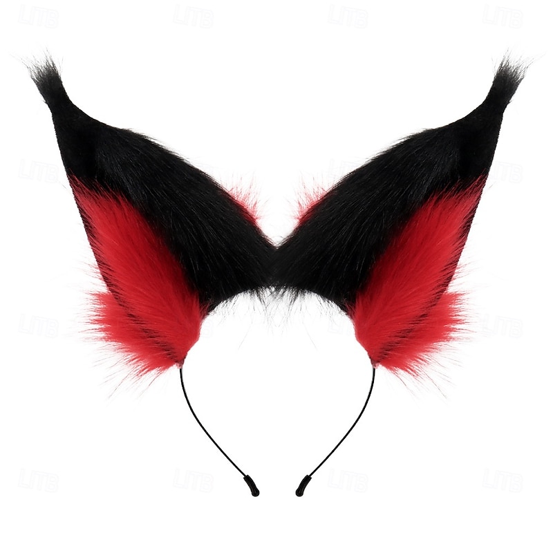 Anime Hazzbin cos Hotel Alastor Cosplay Prop Radio Demon Red Wolf Fox Ears Hairhoop Headwear Headband For Costume Accessories