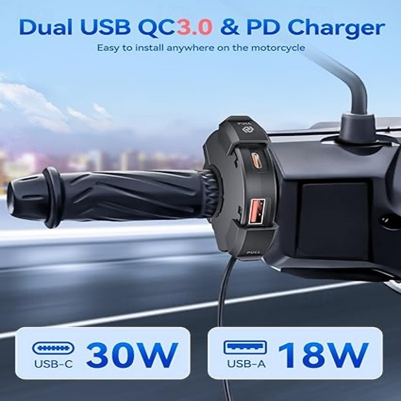 Leading Mobile Phone Charger Motorcycle USB Fast Charging Waterproof TYPE-C Charging Seat SAE Interface