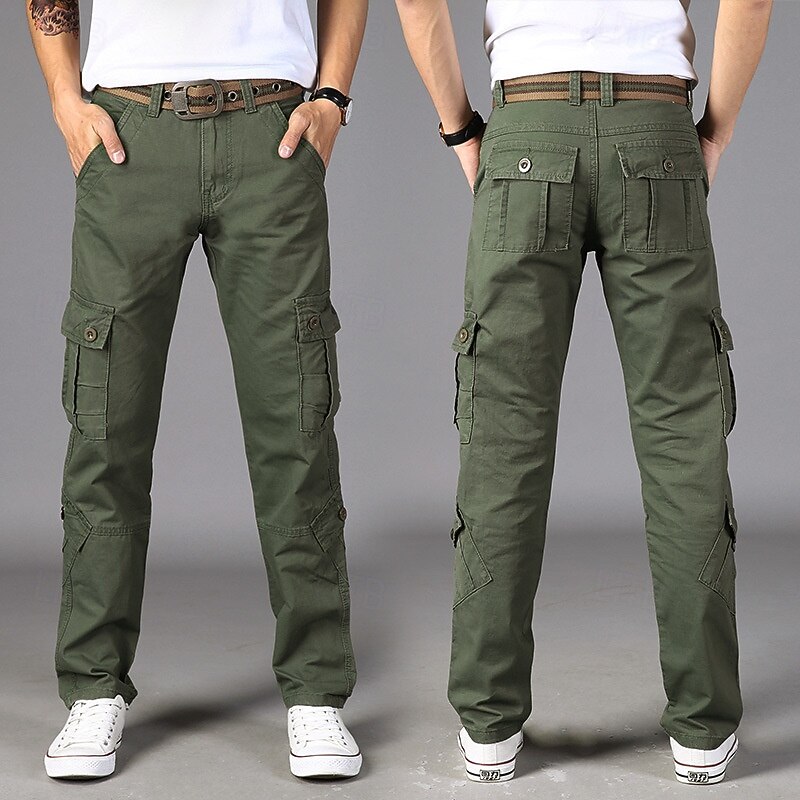 Men's Cargo Pants Trousers Work Pants Multi Pocket Plain Wearable Camping & Hiking Black Brown2