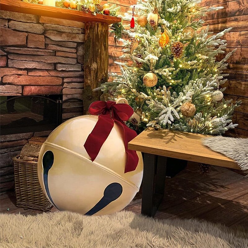Christmas Outdoor PVC Inflatable Decorated Ball Decoration Xmas Bell Balloon 60Cm Outdoor Fun Printing Pvc Inflatable Toy Ball Christmas Crafts4