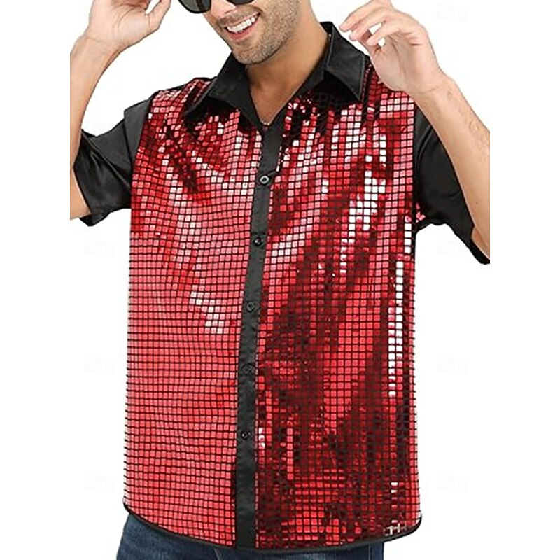 Retro Vintage 1970s Disco Blouse / Shirt Fancy Dress Men's Halloween Carnival Masquerade Performance Party / Evening Stage Adults' Shirt - Main Image