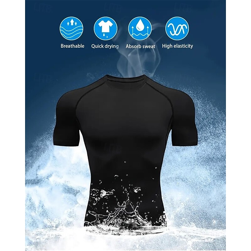 Men's Compression Shirt Athletic Shirt Gym Shirt Fitness Shirt Short Sleeve Tee Tshirt Casual Athleisure Graphic Quick Dry High Stretch Compression Breathable Gym Workout Walking Jogging Sportswear2