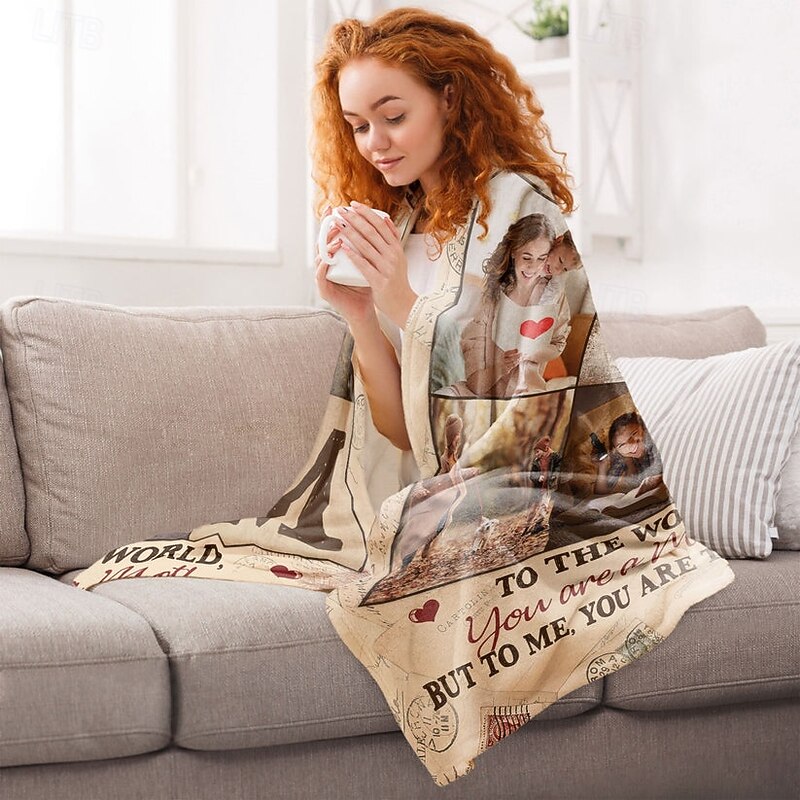 Customized Blanket Personalized Gifts Mom Is The World Personalized Blanket Customizable and Heartfelt Design Soft and Cozy Fabric for Celebrating Mom's Love and Warmth3