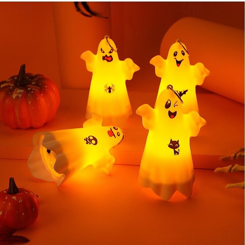 Halloween Decorations Lighted Ghost LED Electronic Candle Lights Glow Ghost Spooky Atmosphere Decor Props 4/8/16PCS