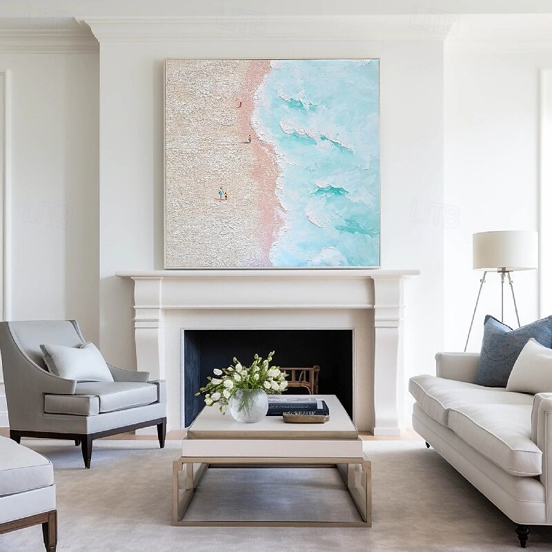 Pink seascape Painting handmade Seascape Art Impasto Oil Painting on Canvas board wave oil painting beach oil painting Hand Painted Artwork landscape oil paintings