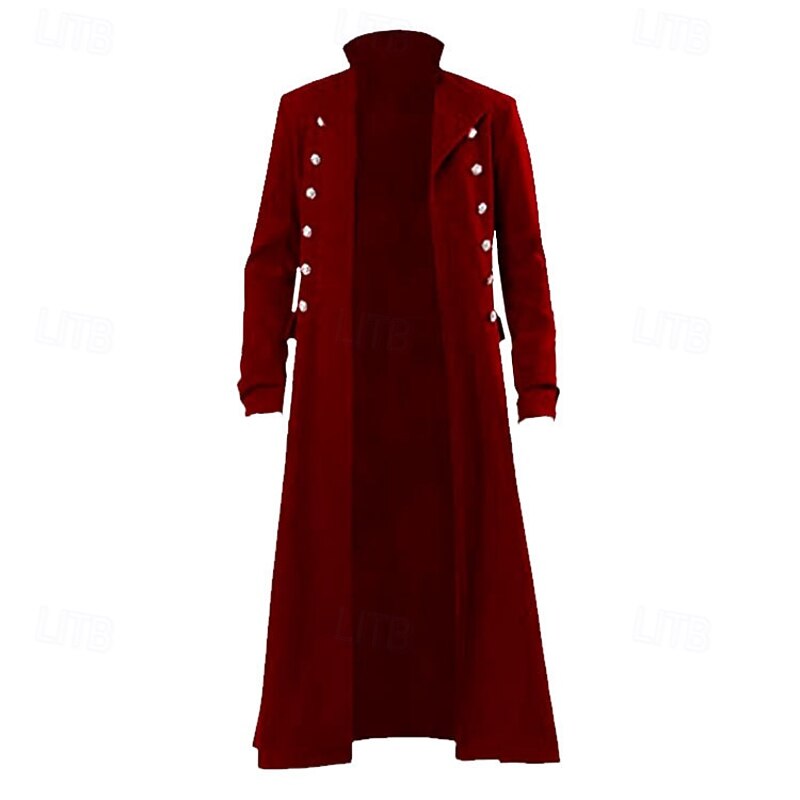 Retro Vintage Medieval Coat Trench Coat Plague Doctor Priest Solid Color Fancy Dress Men's Steampunk Halloween Carnival Masquerade Party / Evening Stage Adults' Coat4