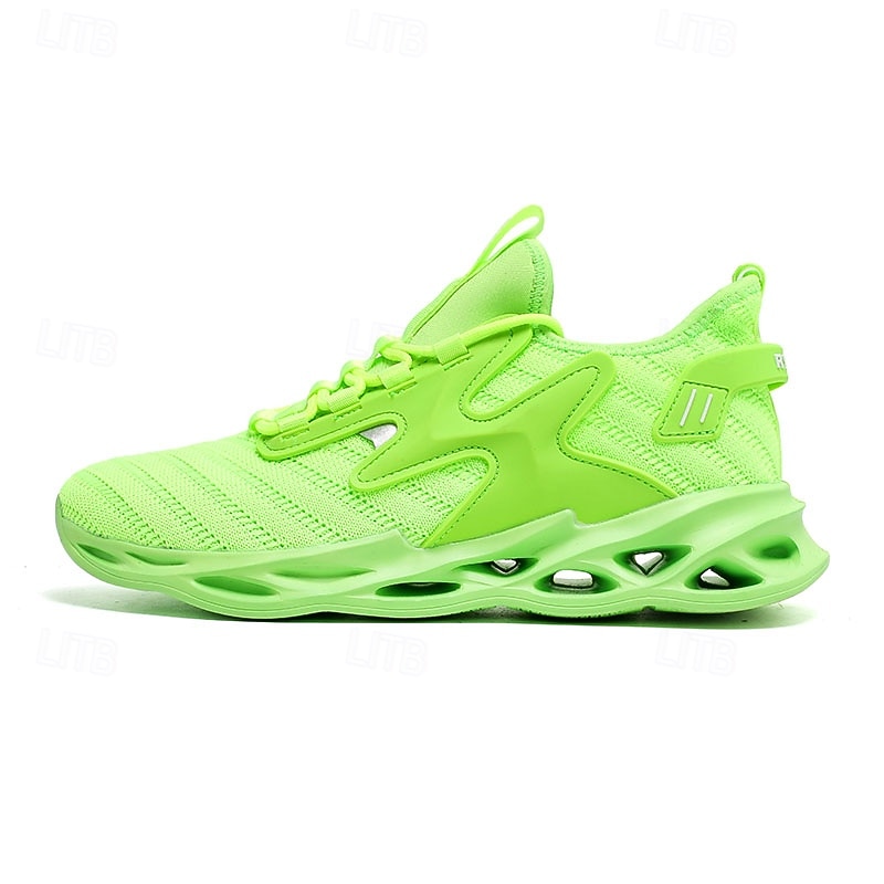 Men's Vibrant Neon Green Athletic Sneakers with Innovative Design, Perfect for Running and High-Impact Sports4