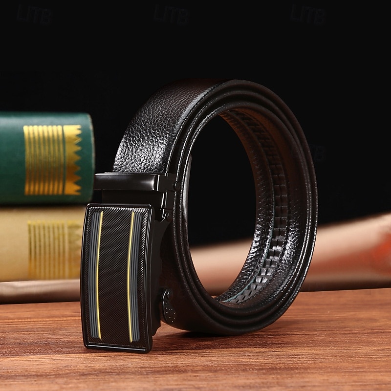 Men's Belt Waist Belt Black 1# Black 2# PU Alloy Durable Adjustable Plain Outdoor Daily4