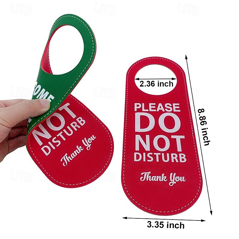 Do Not Disturb Sign Door Hanger Sign PU Leather Welcome Please Knock Sign Ideal for Offices Clinics Law Firms Hotels or during Therapy Massage Spa Counseling Sessions4