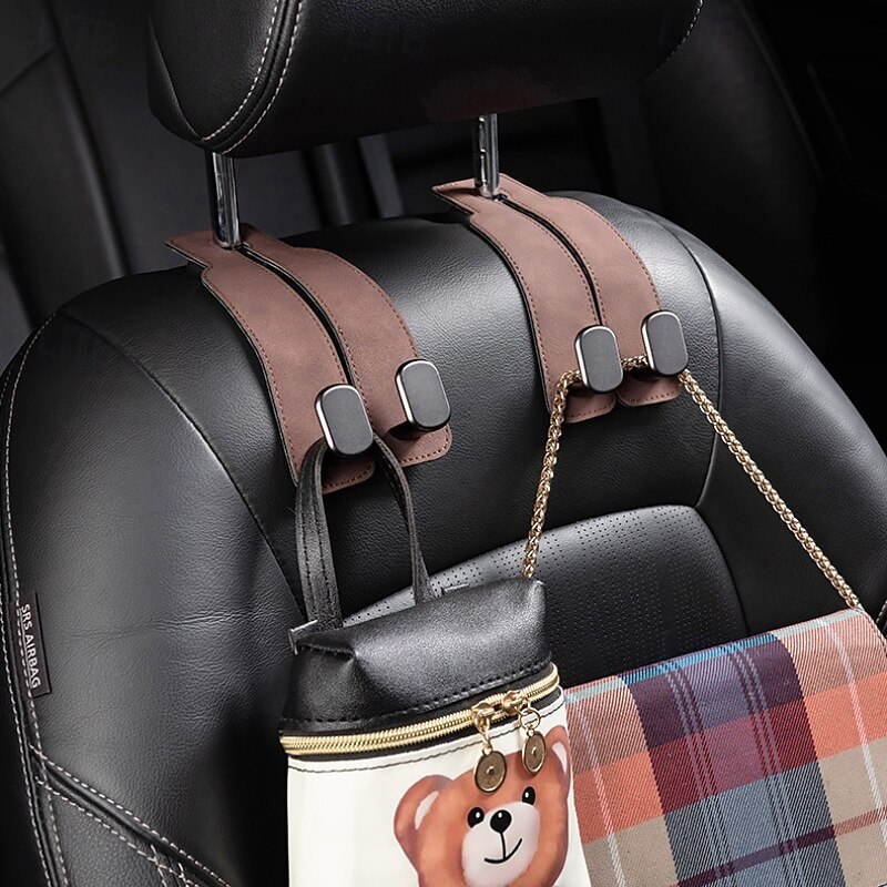 Car Bag Hooks Car Seat Back Double Hook Backseat Hangers Storage Solutions Hook Car Rear Seat Holder Metal Hook