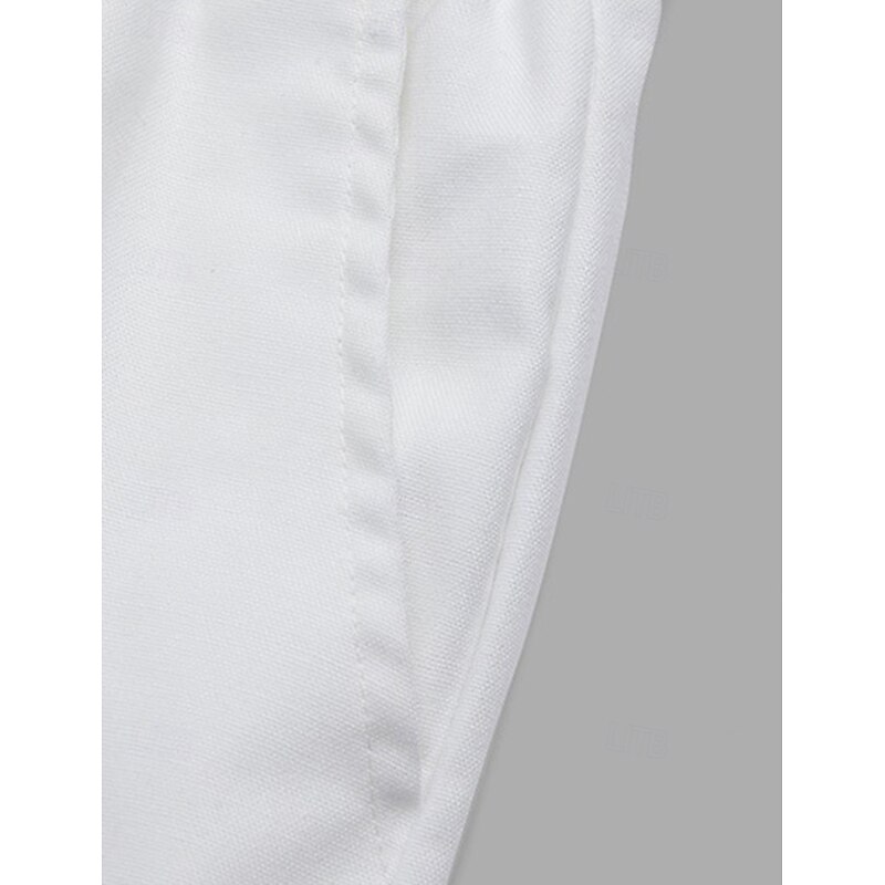 Men's Linen Pants Trousers Summer Pants With Belt Front Pocket Straight Leg Plain Comfort Breathable Full Length Casual Daily Holiday Fashion Basic Black White Inelastic3