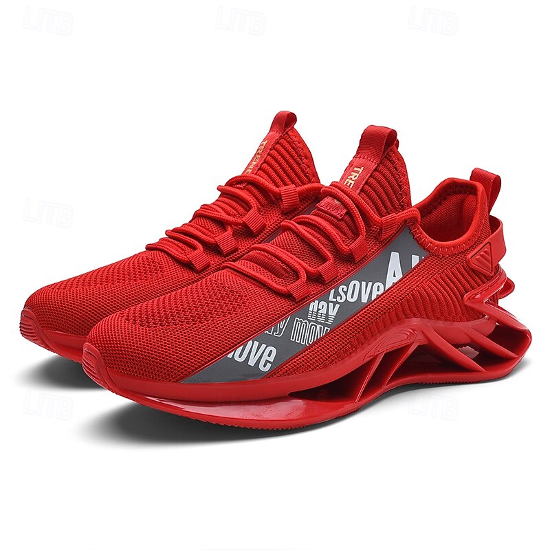 Men's High-Performance Athletic Sneakers in Vibrant Red – Lightweight, Breathable, and Durable Design for Running and Sports3