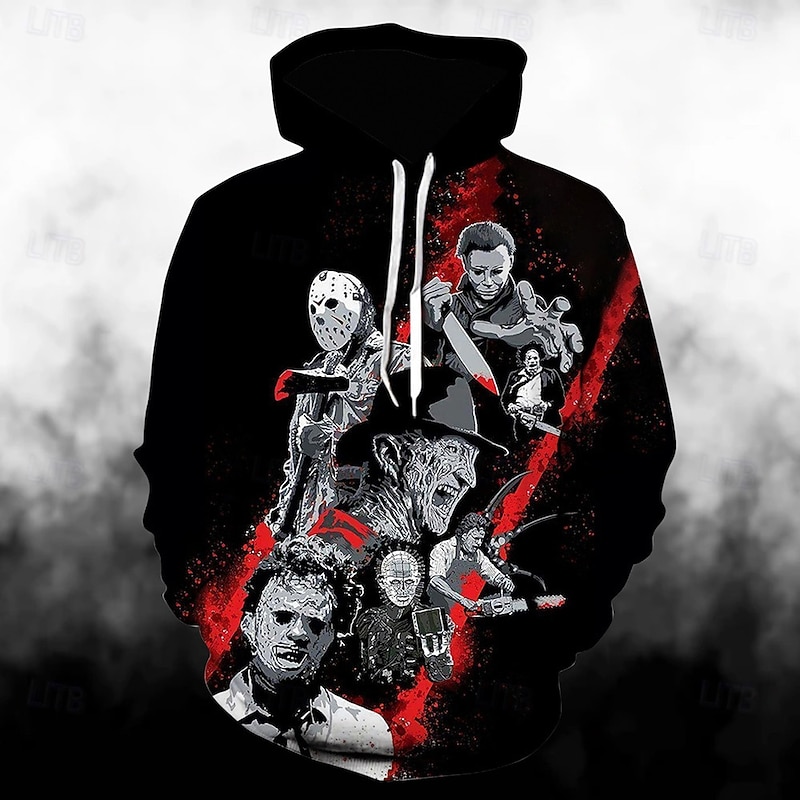 Halloween Zombie Hoodie Print 3D Front Pocket Graphic For Couple's Men's Women's Adults' Halloween Carnival Masquerade 3D Print Vacation Halloween2