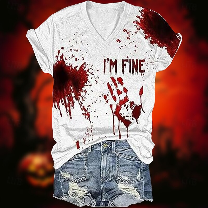 Halloween Blood Sangue T-shirt Print Graphic For Couple's Men's Women's Adults' Halloween Carnival Masquerade Hot Stamping Casual Daily2