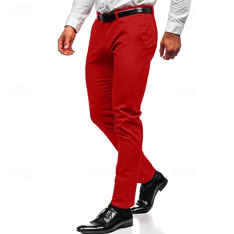 Men's Trousers Chinos Chino Pants Pocket Plain Comfort Soft Outdoor Daily Going out Fashion Casual Black White3