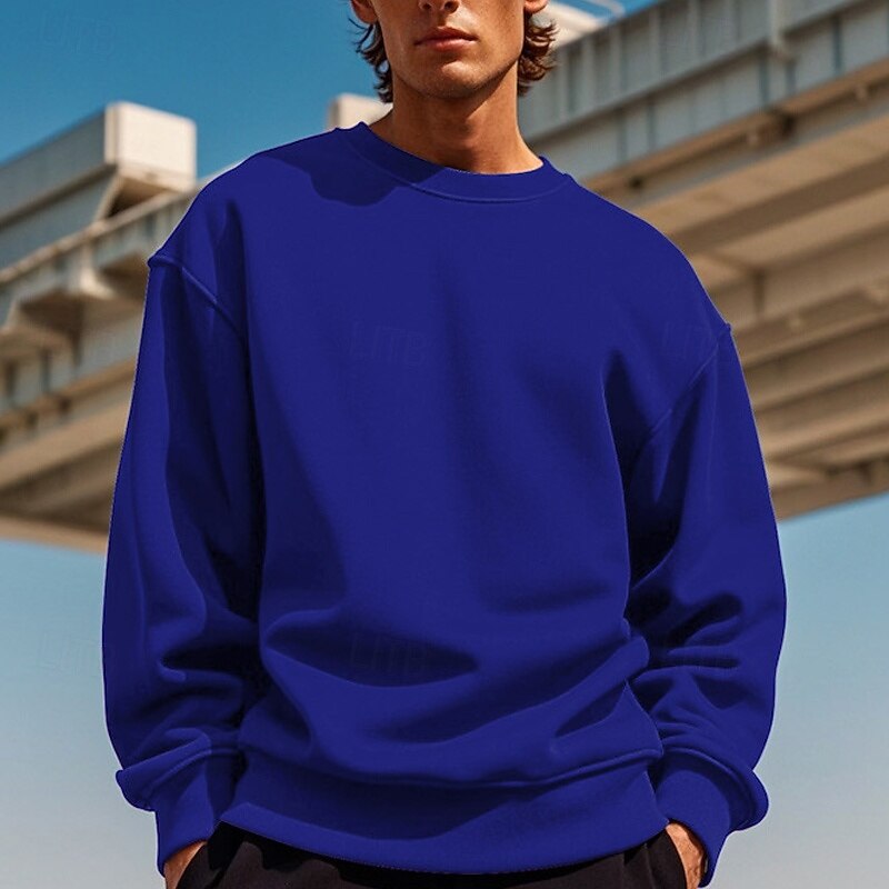 Men's Sweatshirt Black White Yellow Red Navy Blue Crew Neck Plain Patchwork Sports & Outdoor Daily Holiday Polyester Streetwear Basic Casual Spring & Fall Clothing Apparel Hoodies Sweatshirts Long 8