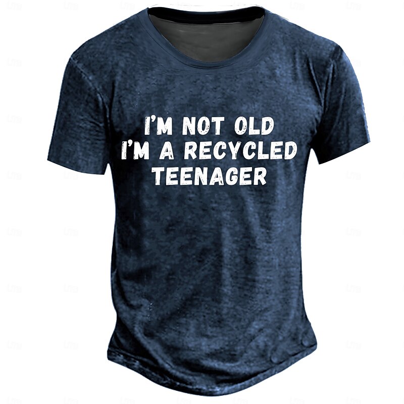 Men's Graphic Slogan T Shirt Short Sleeve T shirt 3D Print Crew Neck Shirt Retro Vintage Casual Street Style Sports Outdoor Holiday Going out Black Blue Brown Spring & Summer Clothing Apparel S M L