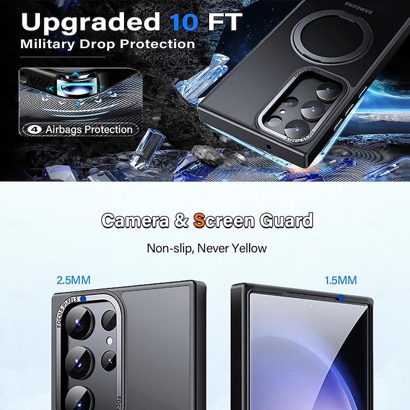 Phone Case For Samsung Galaxy S25 S24 S23 Ultra Plus Magnetic Adsorption With Magsafe with Stand Holder Magnetic Full Body Protective TPU4