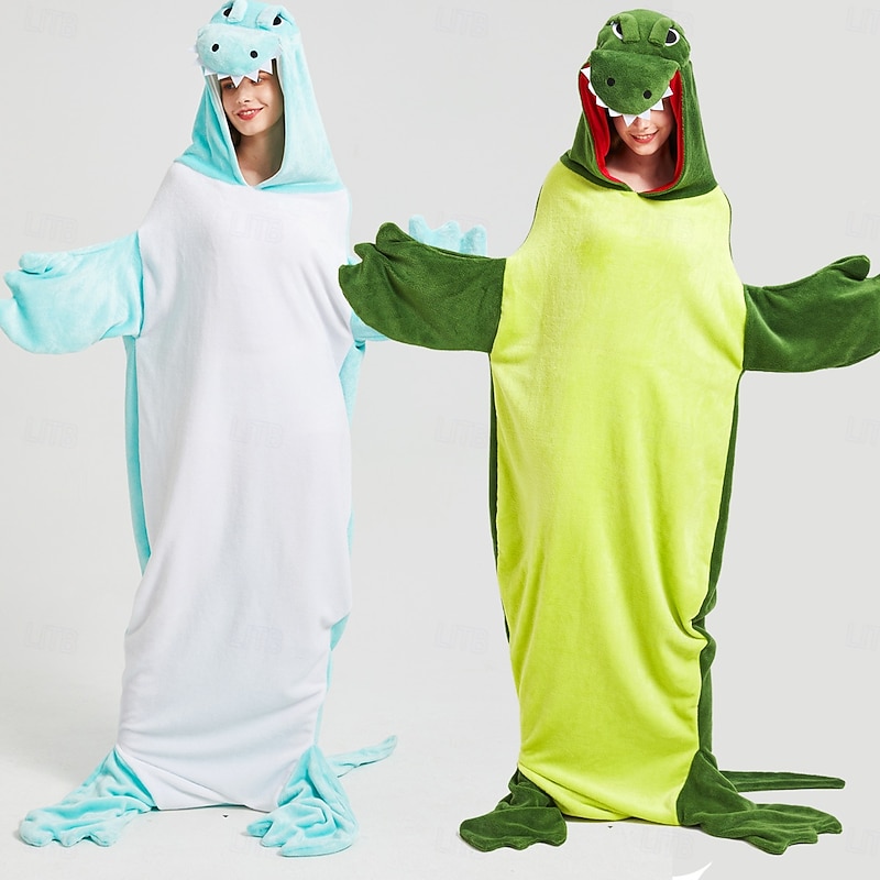 Couples Dinosaur Crocodile Costume Kigurumi Pajamas Halloween Group Couples Costumes Adults' Unisex Funny Costume Party Home Halloween Carnival Easy Halloween Costumes4
