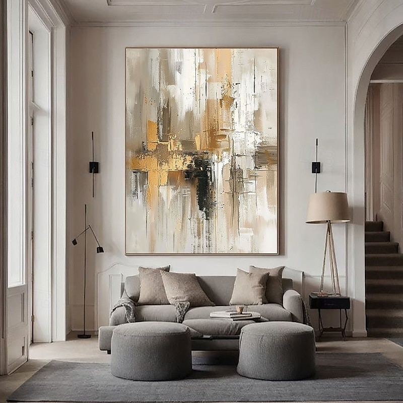 Large hand painted 3D Golden Brown Canvas Oil Painting handmade Abstract painting handmade Wall Art Painting Light Luxury oil painting for Living Room bedroom wall Decoration3
