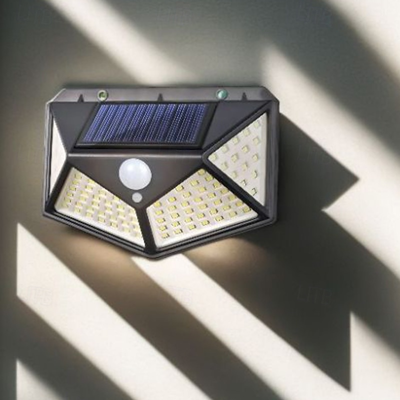 Solar Wall Lights Outdoor 100LEDs 3 Modes 270 Lighting Angle Solar Motion Sensor Outdoor Lamp IP65 Waterproof Light Control Solar Wall Lamp Suitable for Garage Fence Deck Courtyard3