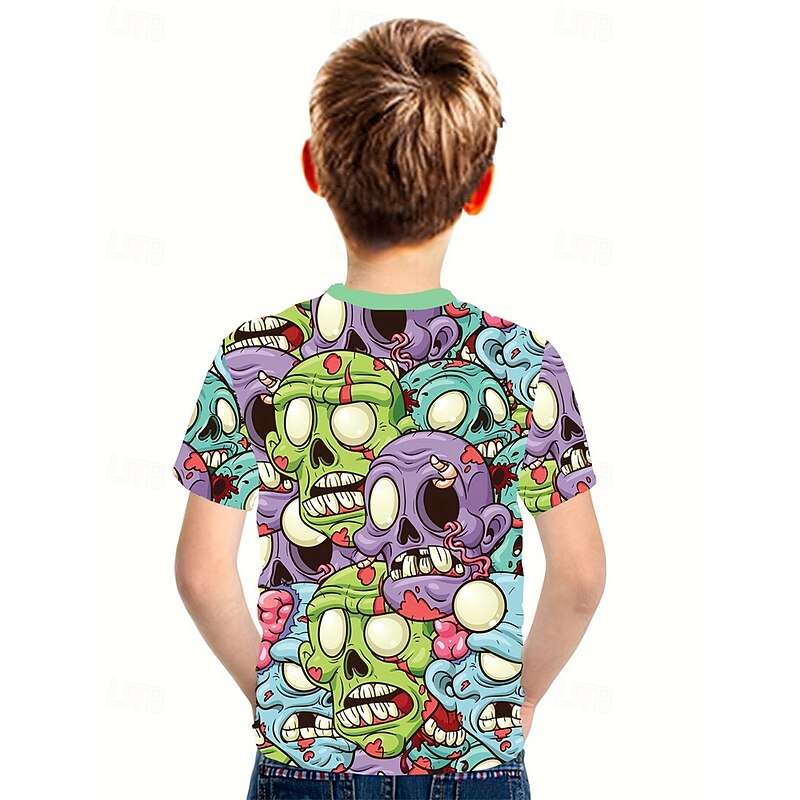 Boys 3D Graphic Skull T shirt Tee Short Sleeve Summer Spring Fashion Basic Kids 4-12 Years Crew Neck Outdoor Casual Daily Regular Fit2