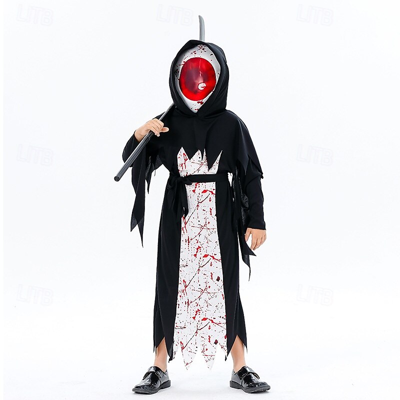Grim Reaper Halloween Costume Scary Costume Kid's Boys' Girls' Carnival Masquerade Party / Evening Easy Halloween Costumes Dress Up4