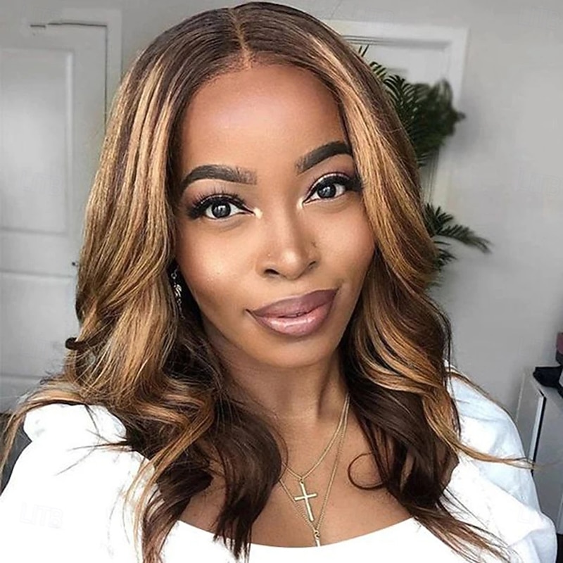 Unprocessed Virgin Hair 13x6 Lace Front 13x4 Lace Front Wig Short Bob Brazilian Hair Body Wave Wavy Multi-color Wig 130% 150% 180% Density with Baby Hair Highlighted / Balayage Hair 100% Virgin With2