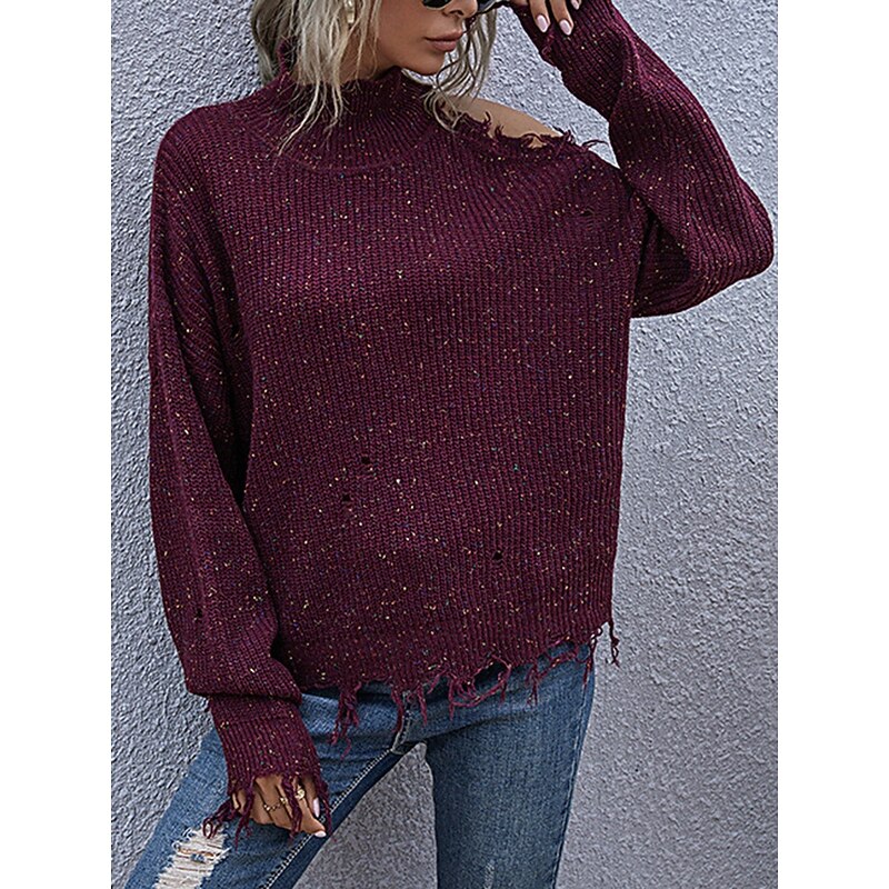Women's Sweater Pullover Sweater Jumper Casual Sweater Casual Soft Solid Color Ribbed V Neck Knitted Long Sleeve Regular Tops Knit Outdoor Daily Weekend Wine Red Black Fall Winter3