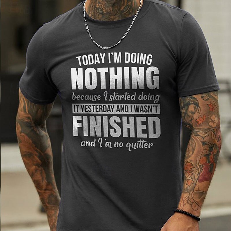 Men's Funny Graphic T-Shirt with "Today I'm Doing Nothing" Sarcastic Quote, Short Sleeve Relaxed Lifestyle Humor Tee4