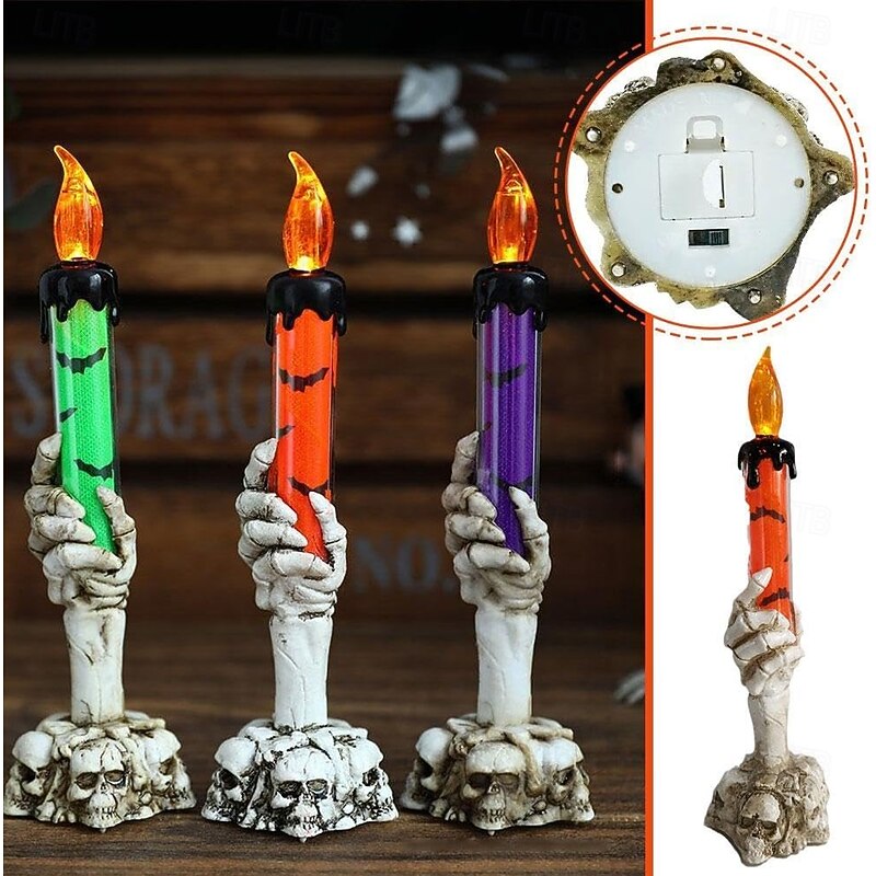 3pcs Halloween Decorations Candle Light Bar KTV Scary Ghost Hand Skull Light LED Flashing Night Lamp4