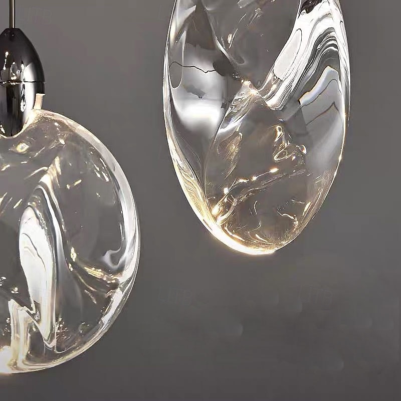 LED Pendant Light Warm White 20cm 2-Light Industrial Clear Glass Crystal Modern Kitchen LOFT Hanging Light Vintage Chandelier for Kitchen Island 110-240V3