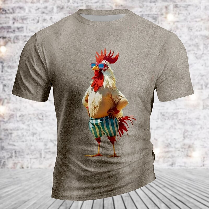 Men's Funny Turkey T Shirt Short Sleeve T shirt 3D Print Crew Neck Shirt Retro Vintage Casual Street Style Sports Outdoor Holiday Going out Black Blue Green Spring & Summer Clothing Apparel S M L XL2