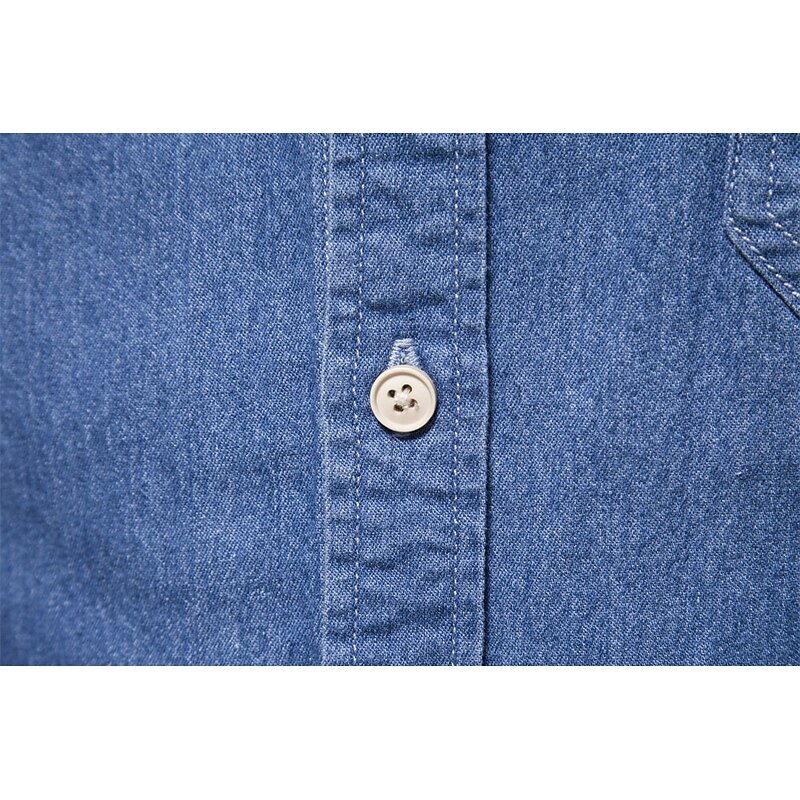 Men's Shirt Chambray Shirt Calico Shirt Button Up Shirt Casual Shirt Denim Shirt Black Dark Navy Blue Sky Blue Long Sleeve Plain Collar Daily Vacation Clothing Apparel Cotton Fashion Casual3
