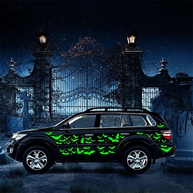 Halloween Glow-in-the-Dark Green Bat PET Stickers Bat Shape Elements