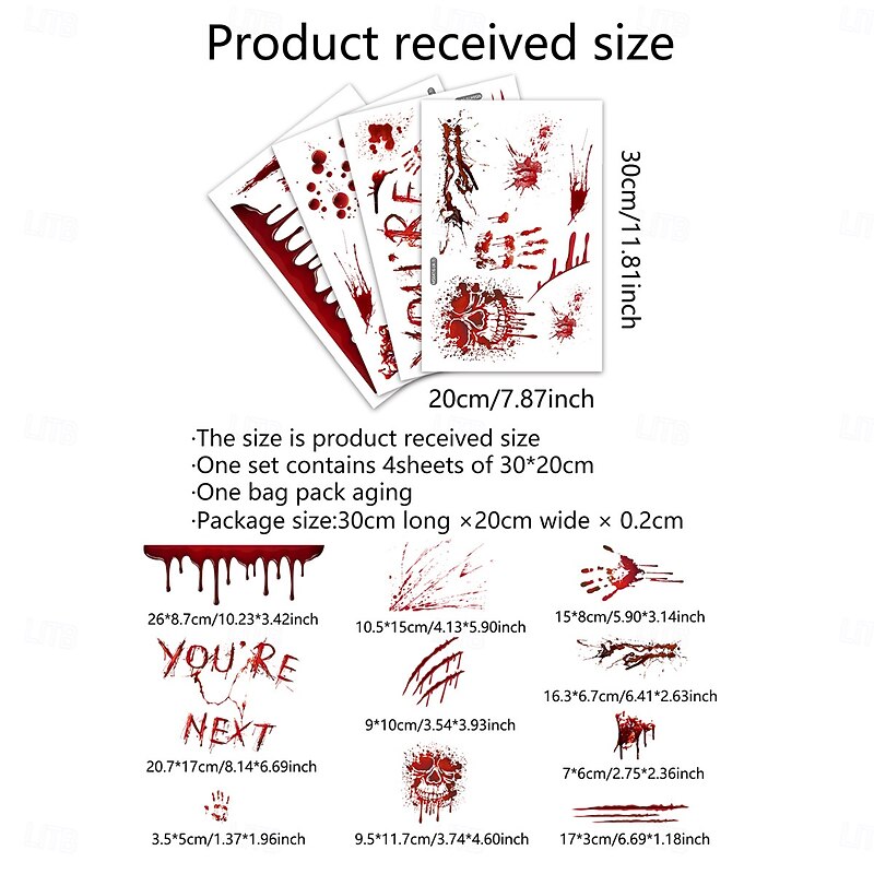 Halloween Toilet Decal Sticker Set Blood Hand and Footprints, Bloody Wall Decoration for Bathroom and Living Room Background2