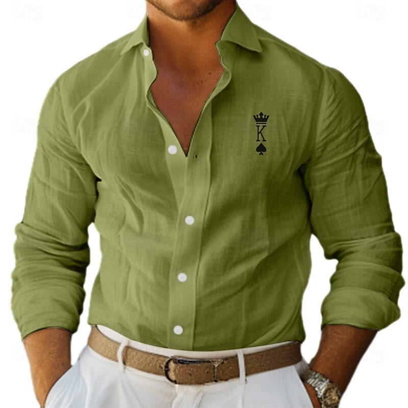 Men's Letter Printed Outdoor Vacation White Pink Green Gray Long Sleeve Lapel Spring Fall Clothing Apparel Button Up3