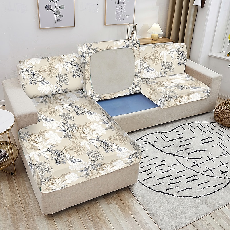 Stretch Floral Seat Cushion Cover Soft Elastic Slipcover for Enhanced Comfort and Furniture Protection
