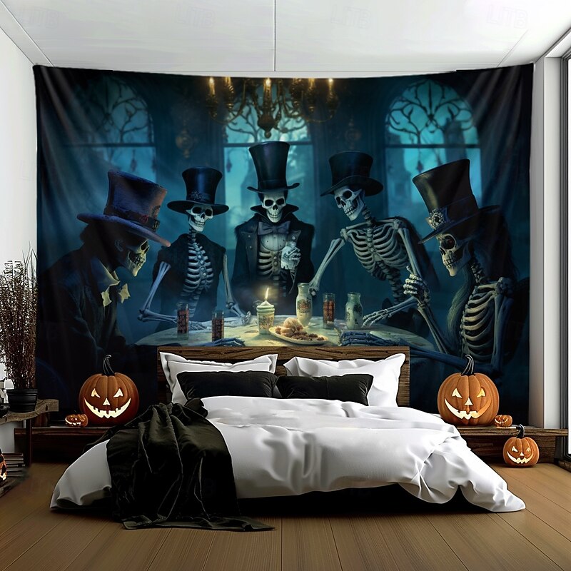 Halloween Decorations Skulls Party Hanging Tapestry Wall Art Large Tapestry Mural Decor Photograph Backdrop Blanket Curtain Home Bedroom Living Room Decoration2