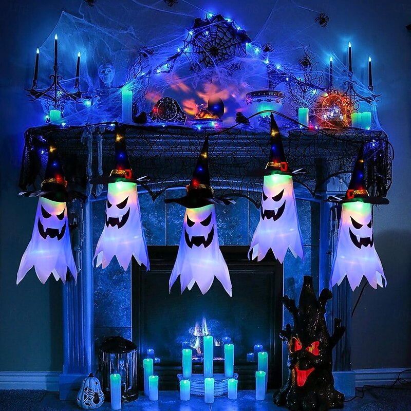 Halloween Decorations Hanging Lighted Ghosts Outdoor Indoor LED Night Lights for Patio Tree Garden Halloween Party Home Decor 1/2/4/8PCS